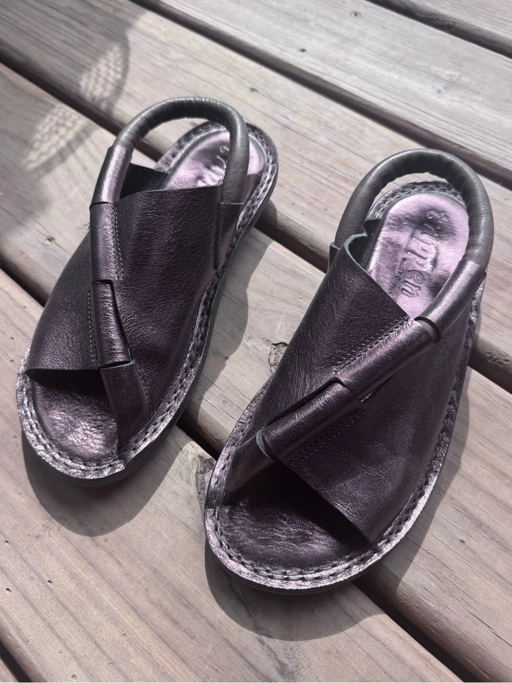 TRIPPEN Density Sandal Metallic Purple Bronze Leather 38 7.5